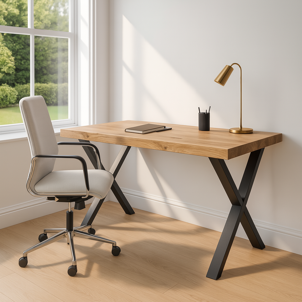 Study Desk / Table With X Cross Metal Legs