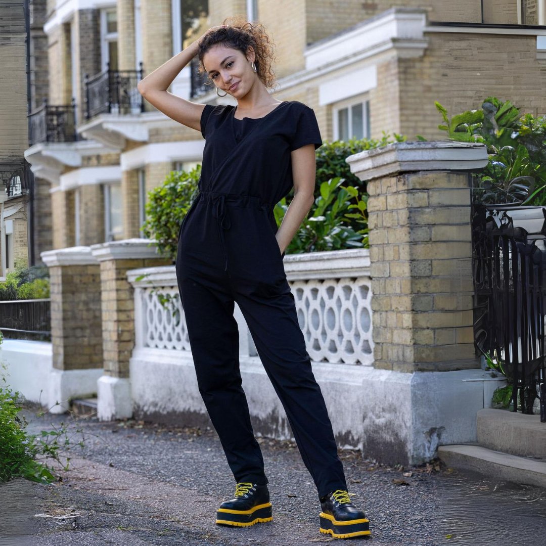 The Breastfeeding Jumpsuit - Classic Cotton Black
