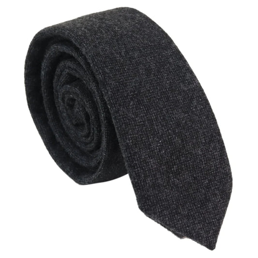 Stz22 Men's Tie Hankie Tweed Black Classic Gatsby Peaky Blinders