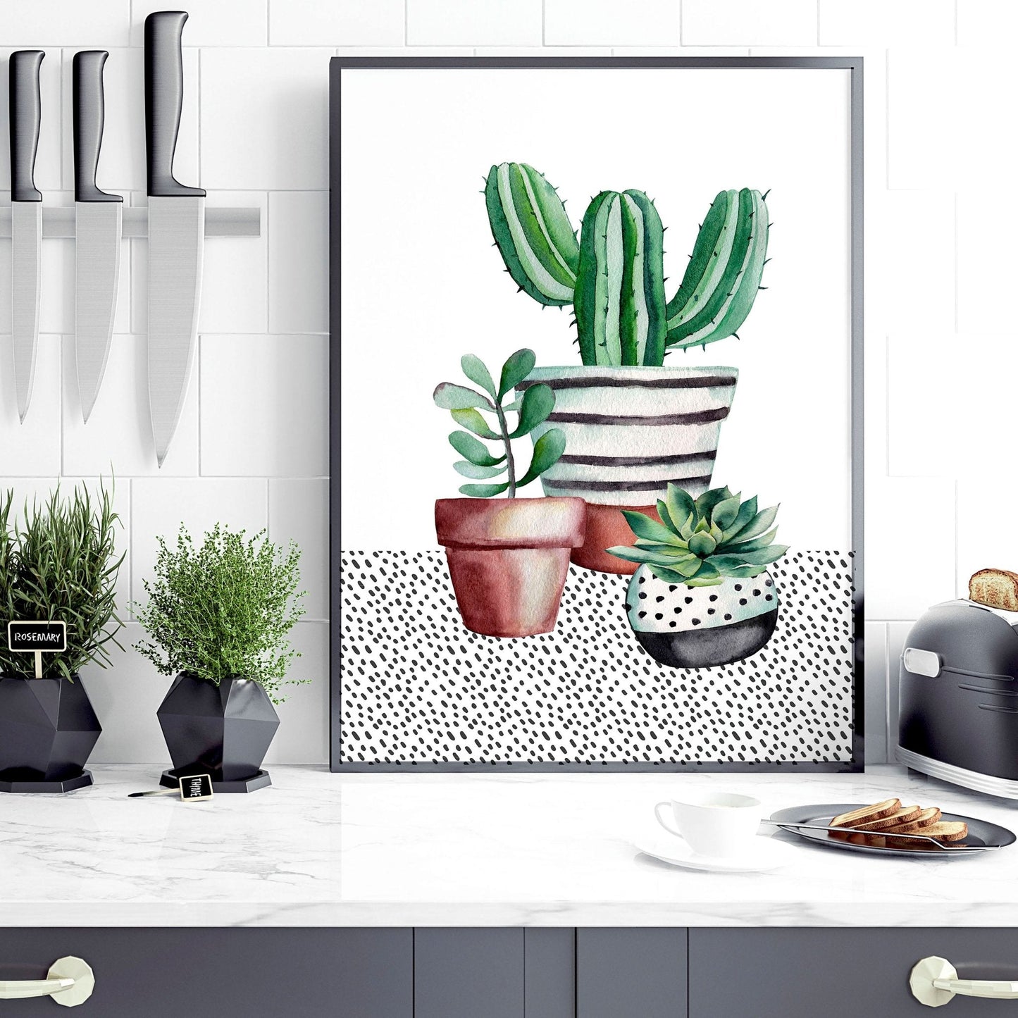 Kitchen prints | set of 2 Succulents wall art prints