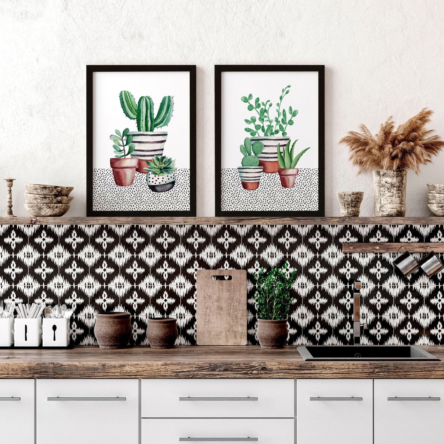Kitchen prints | set of 2 Succulents wall art prints