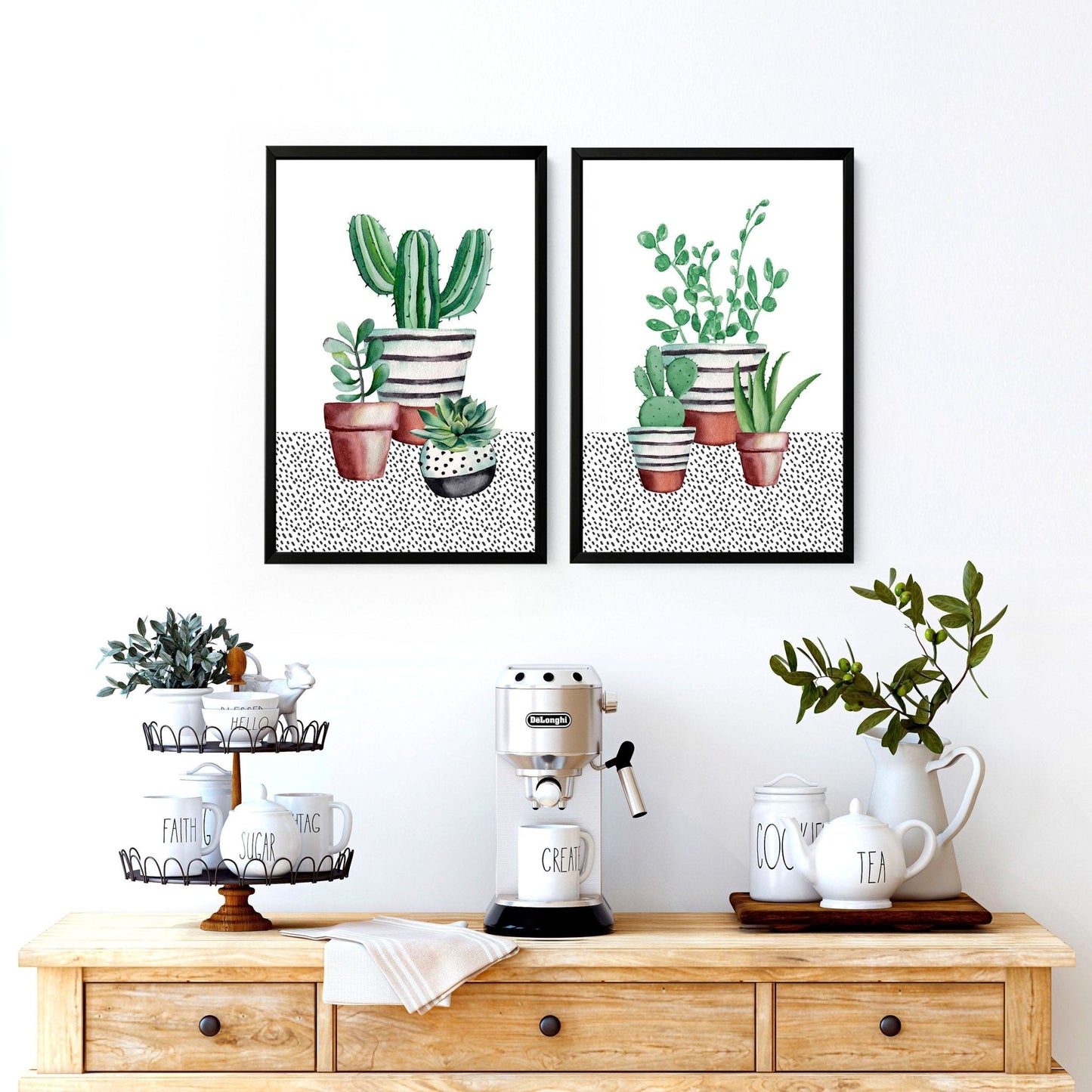 Kitchen prints | set of 2 Succulents wall art prints