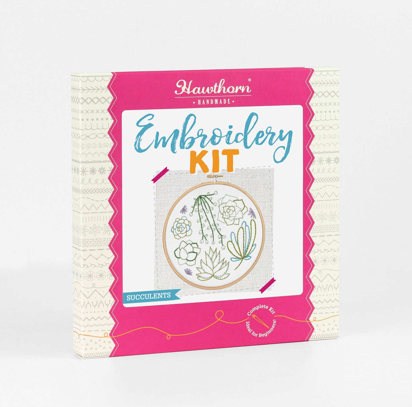 'Succulents' Botanical Embroidery Kit for Beginners
