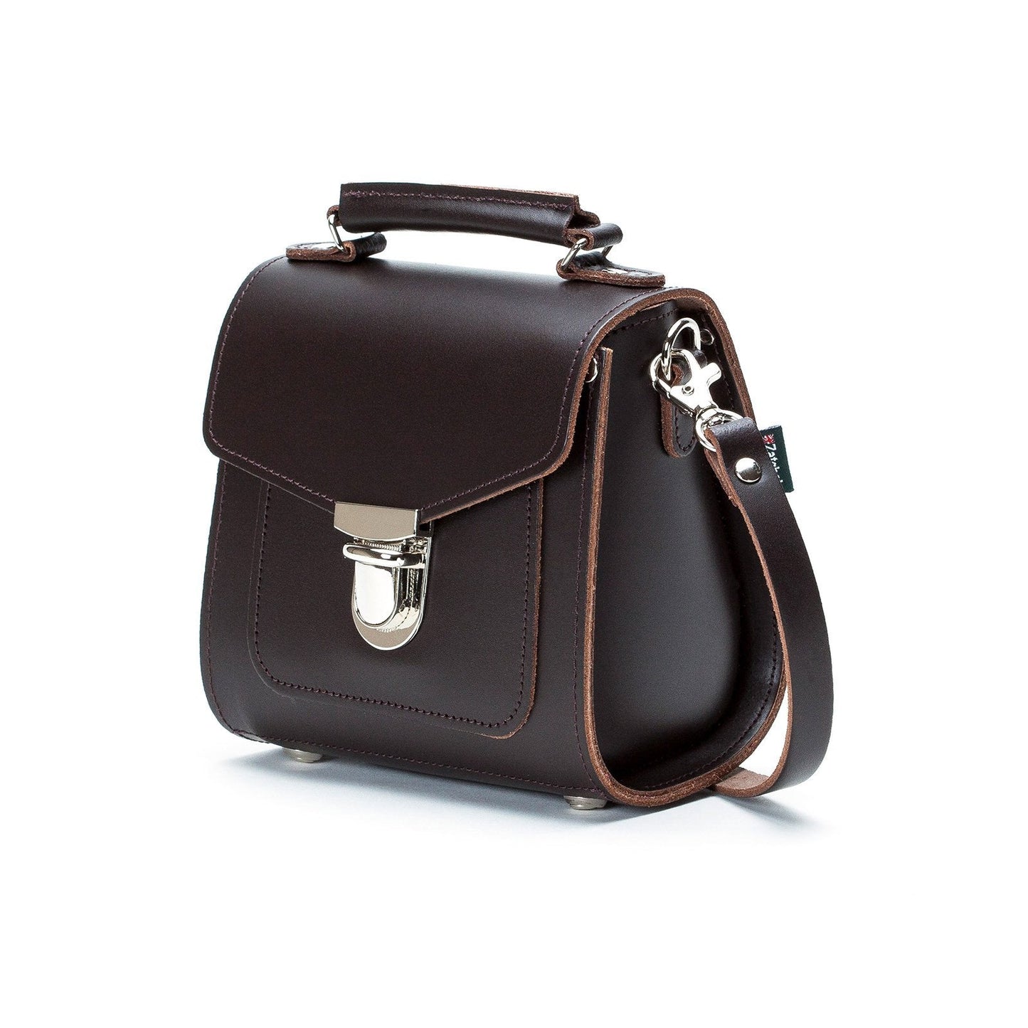 Handmade Leather Sugarcube Handbag - Dark Brown