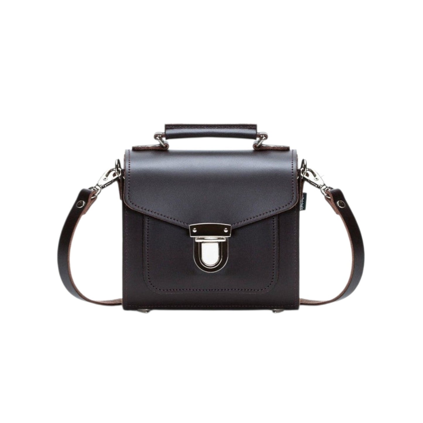 Handmade Leather Sugarcube Handbag - Dark Brown