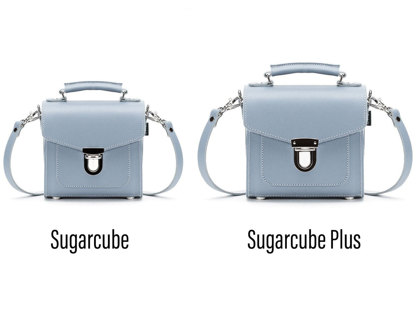 Handmade Leather Sugarcube Handbag - Lilac Grey