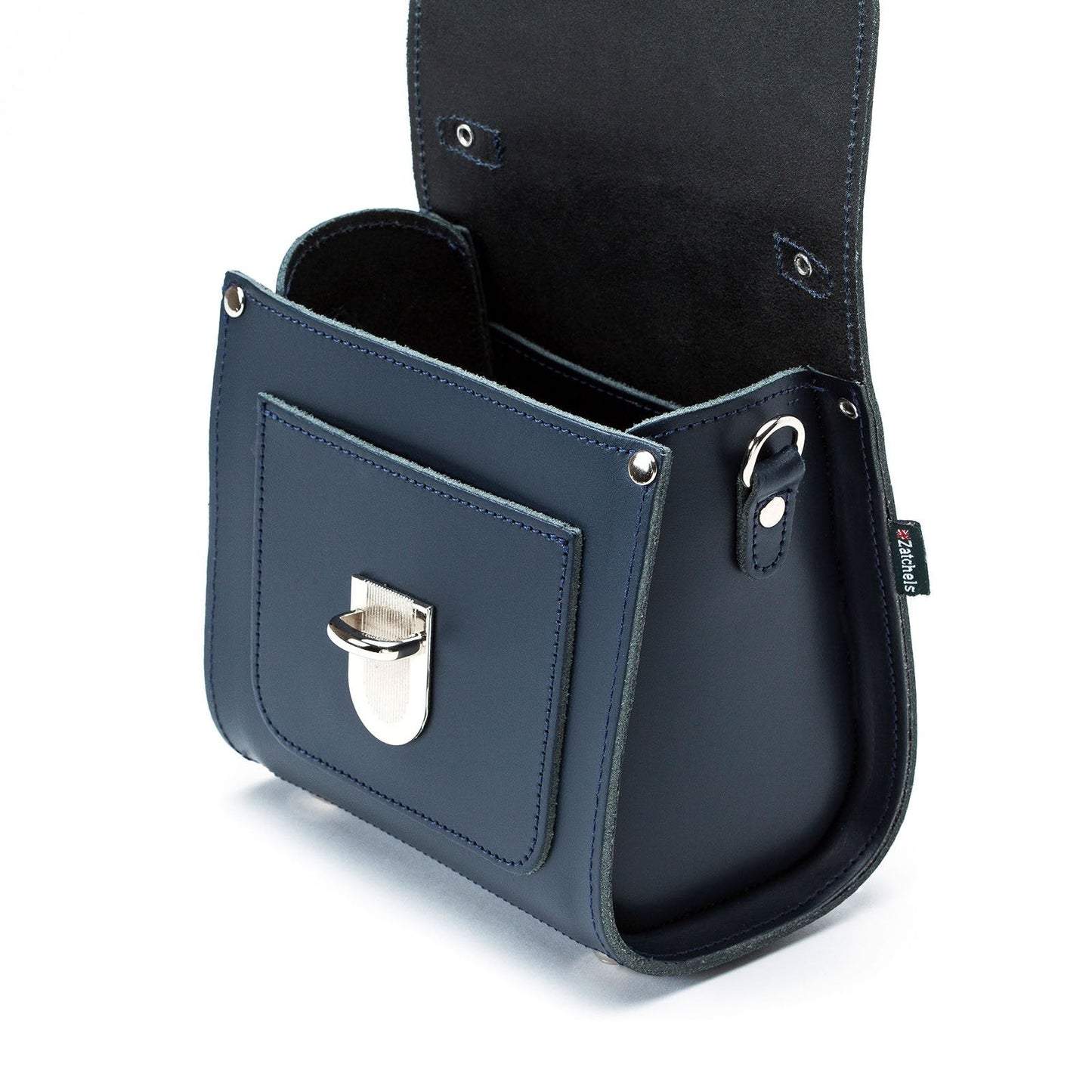Handmade Leather Sugarcube Handbag - Navy