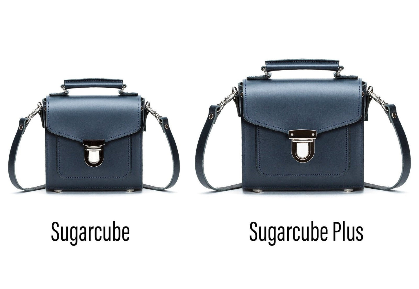 Handmade Leather Sugarcube Handbag - Navy