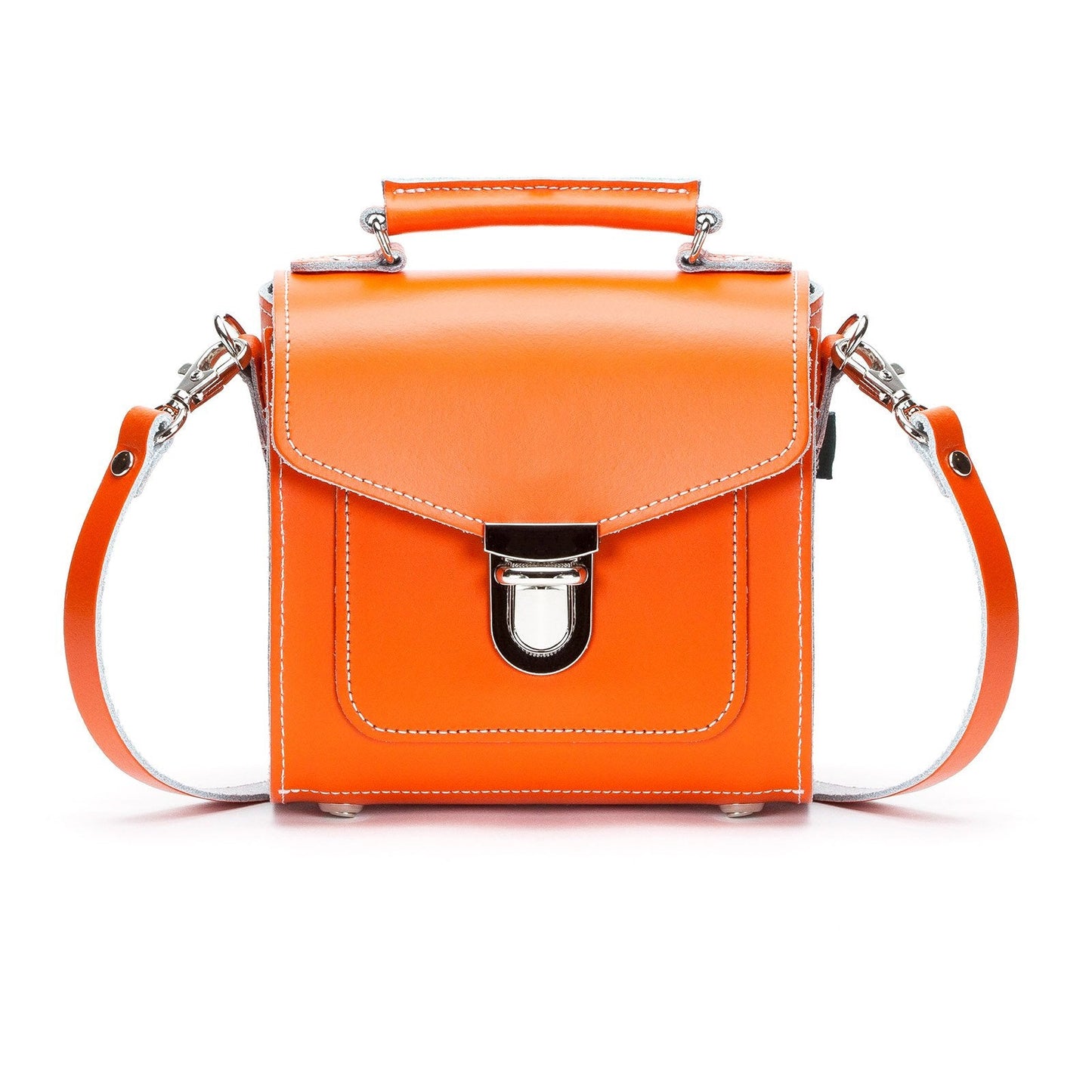 Handmade Leather Sugarcube Handbag - Orange