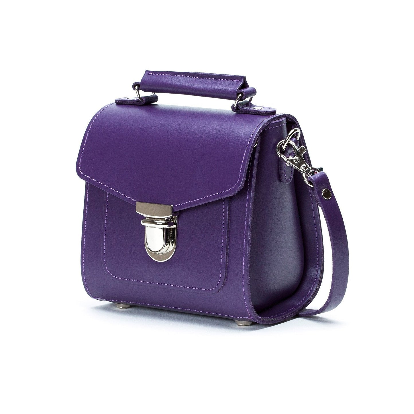 Handmade Leather Sugarcube Handbag - Purple
