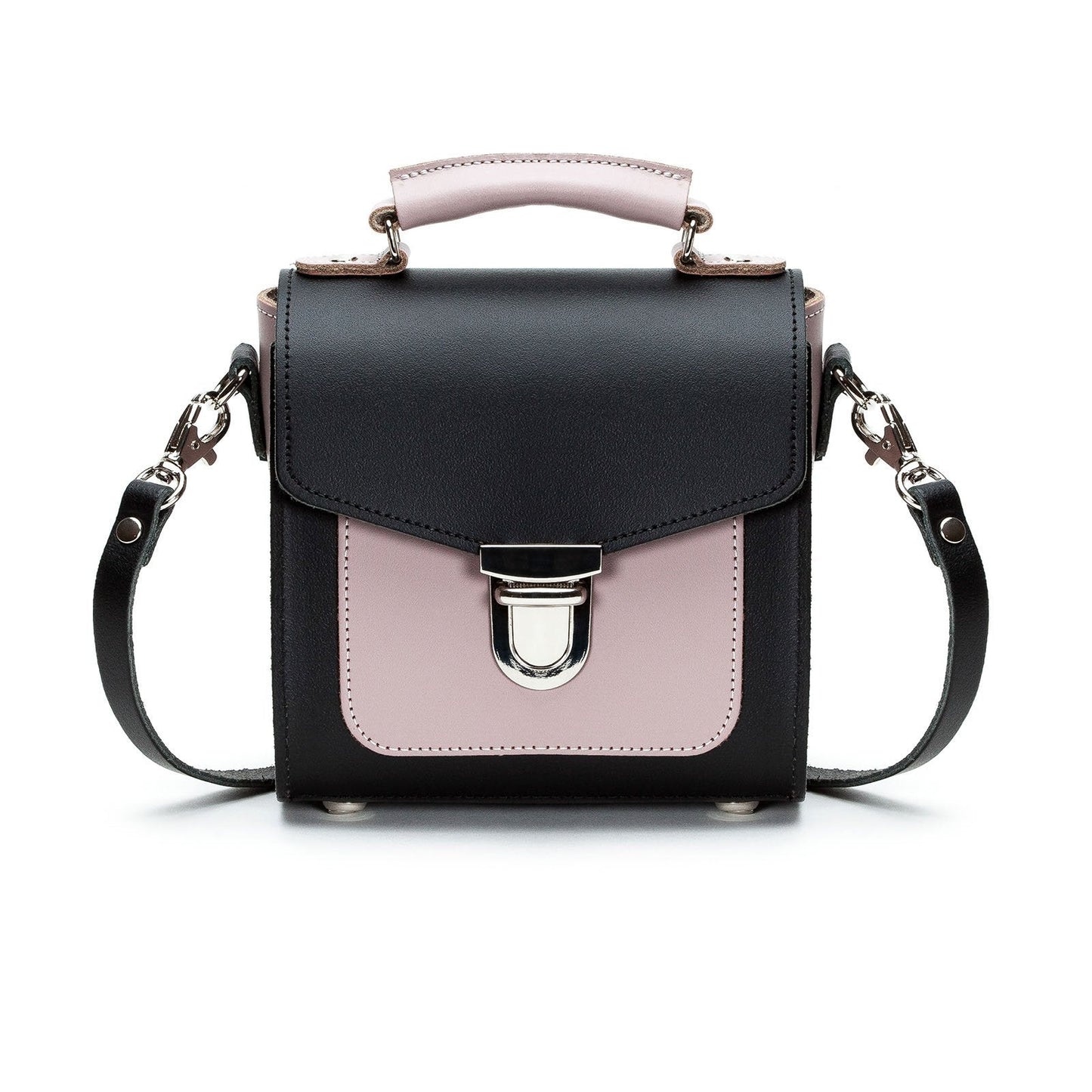 Handmade Leather Sugarcube Handbag - Rose Truffle