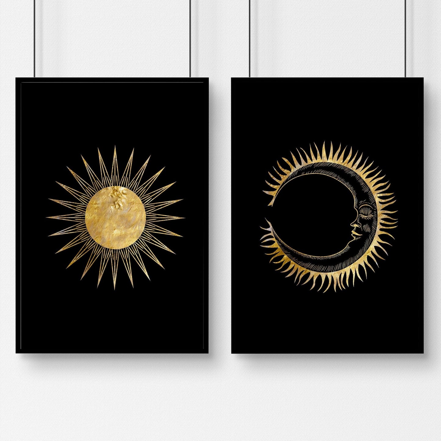 Sun and moon wall art | set of 2 wall art prints