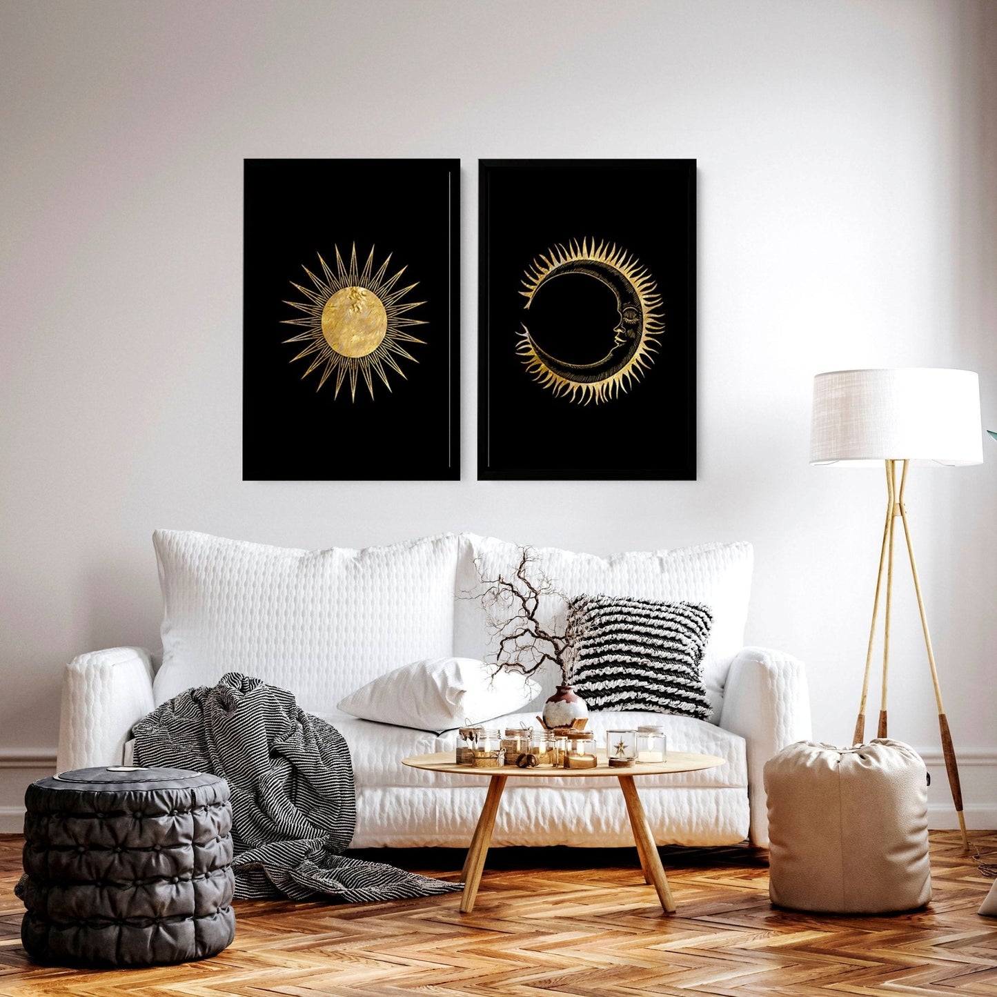 Sun and moon wall art | set of 2 wall art prints
