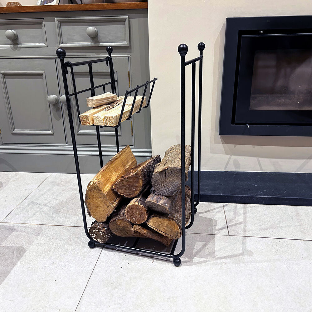 PoppyForge Compact Log Rack with Kindling Basket