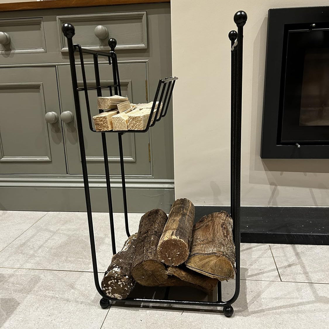 PoppyForge Compact Log Rack with Kindling Basket