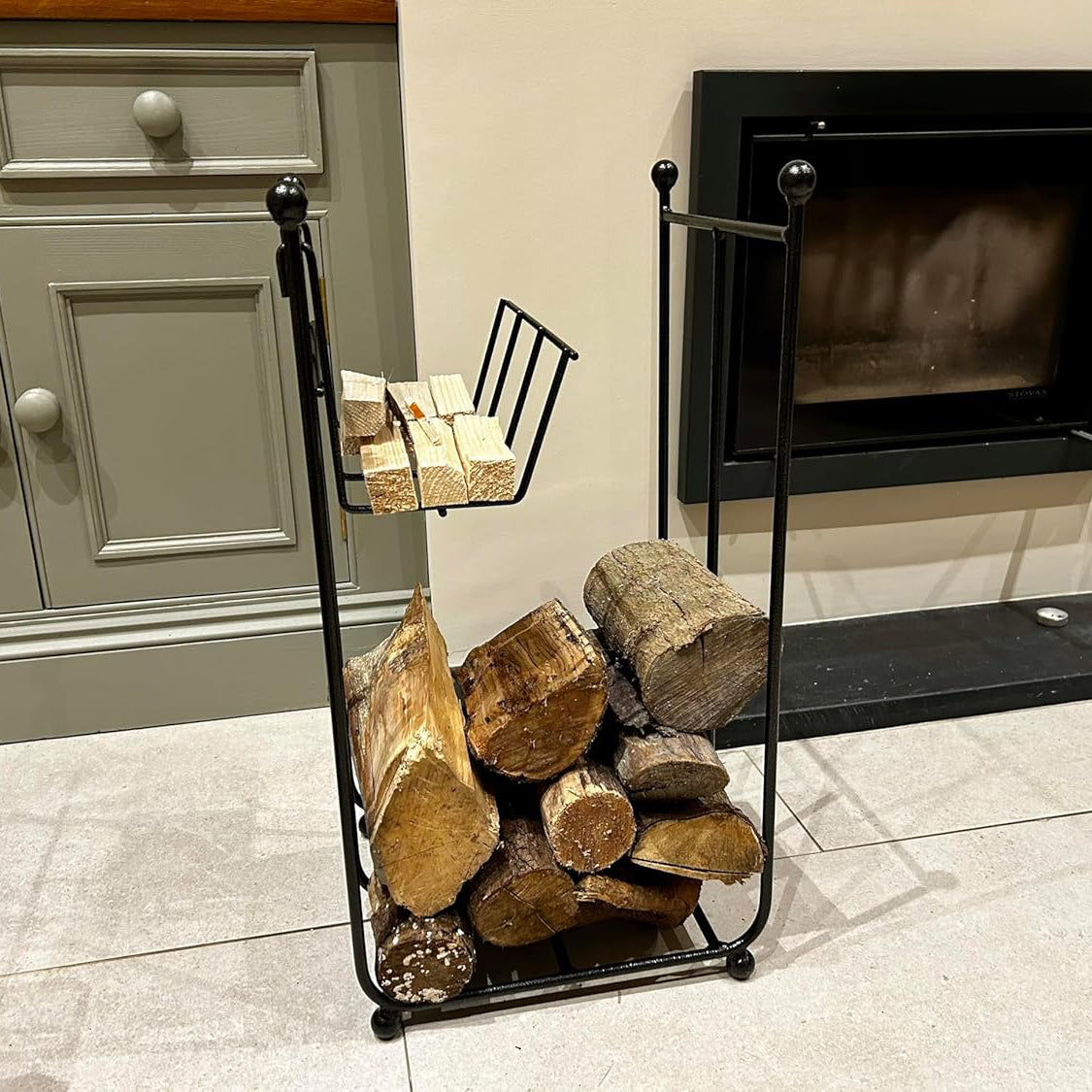 PoppyForge Compact Log Rack with Kindling Basket