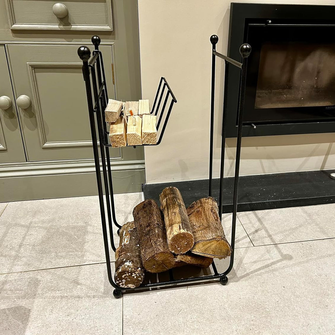 PoppyForge Compact Log Rack with Kindling Basket