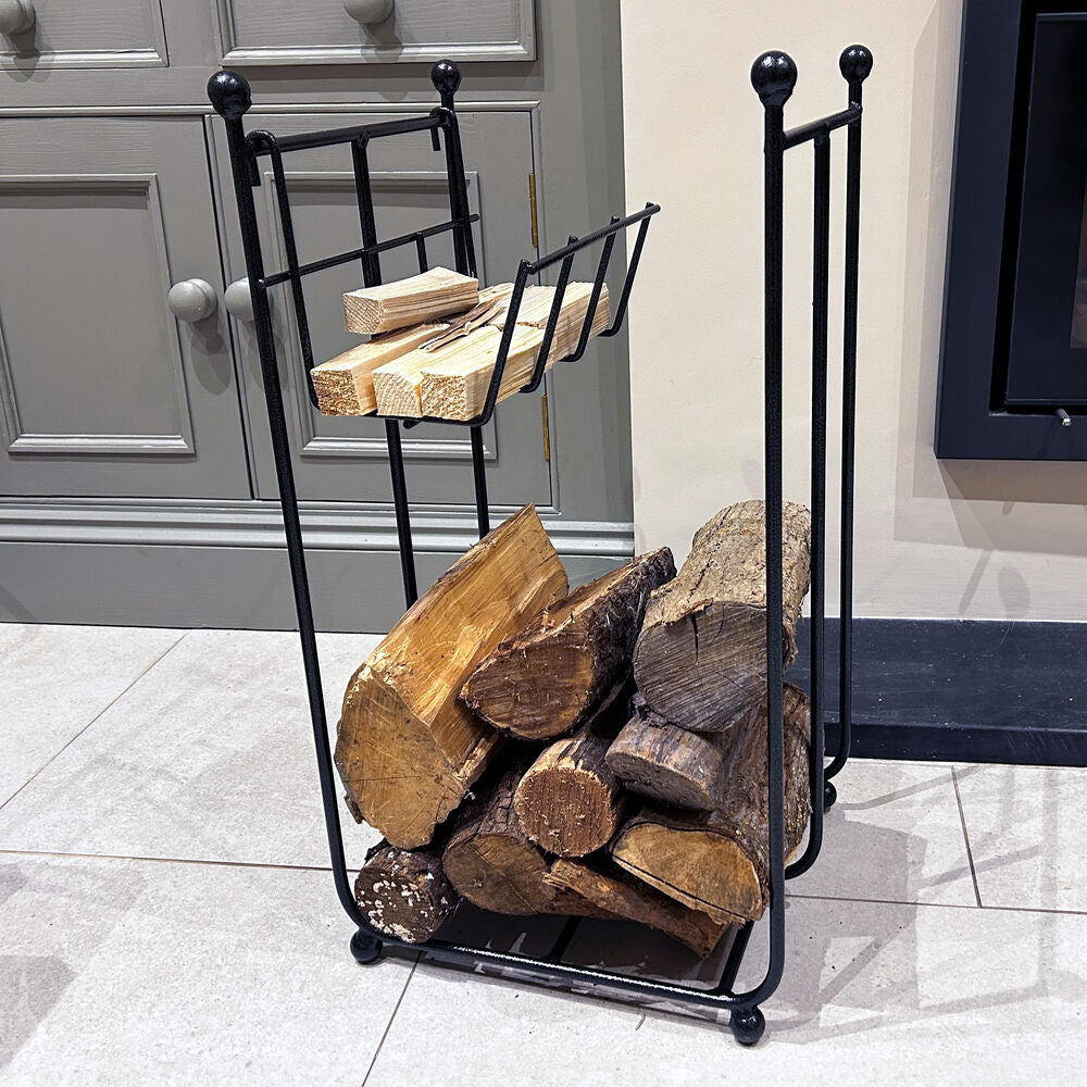 PoppyForge Compact Log Rack with Kindling Basket