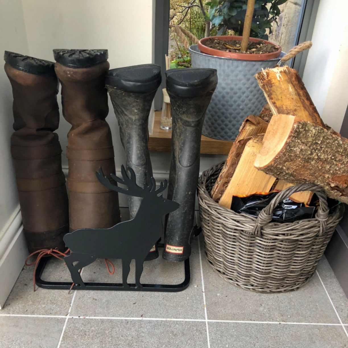 PoppyForge 2 Pair Boot Rack - Stag