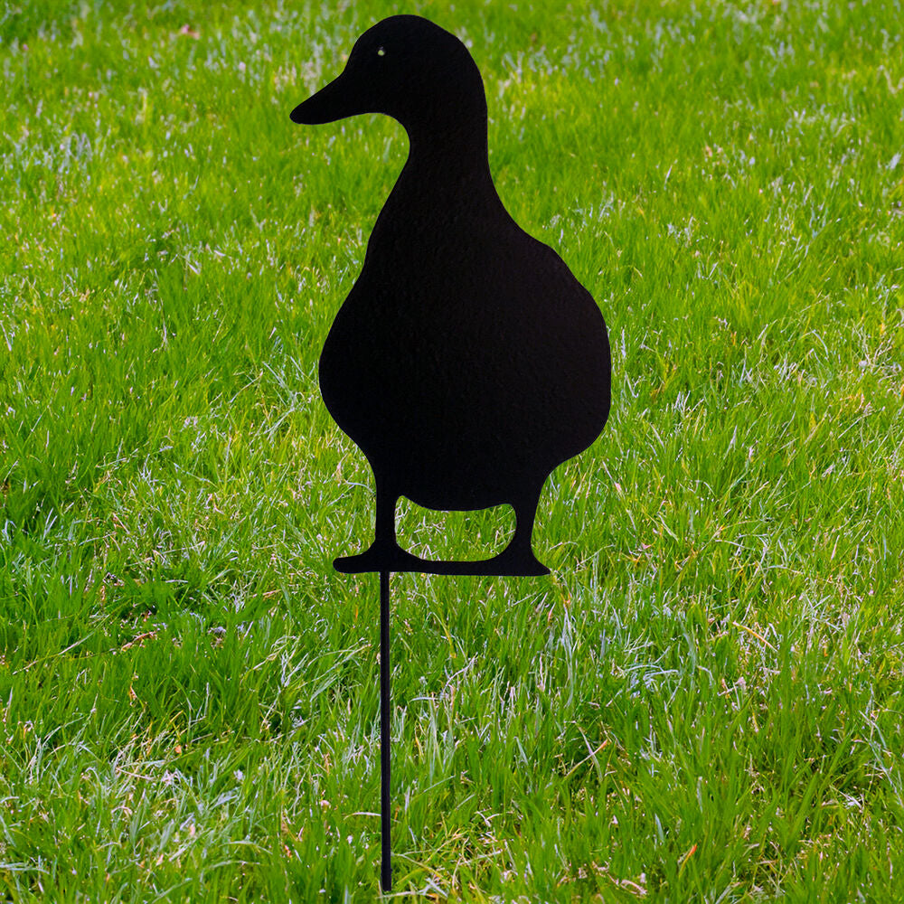 PoppyForge Ducks Facing ornament on a stake