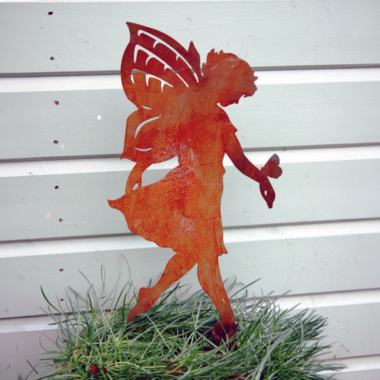 PoppyForge Tiptoe Fairy ornament - Bare Metal Ready to Rust