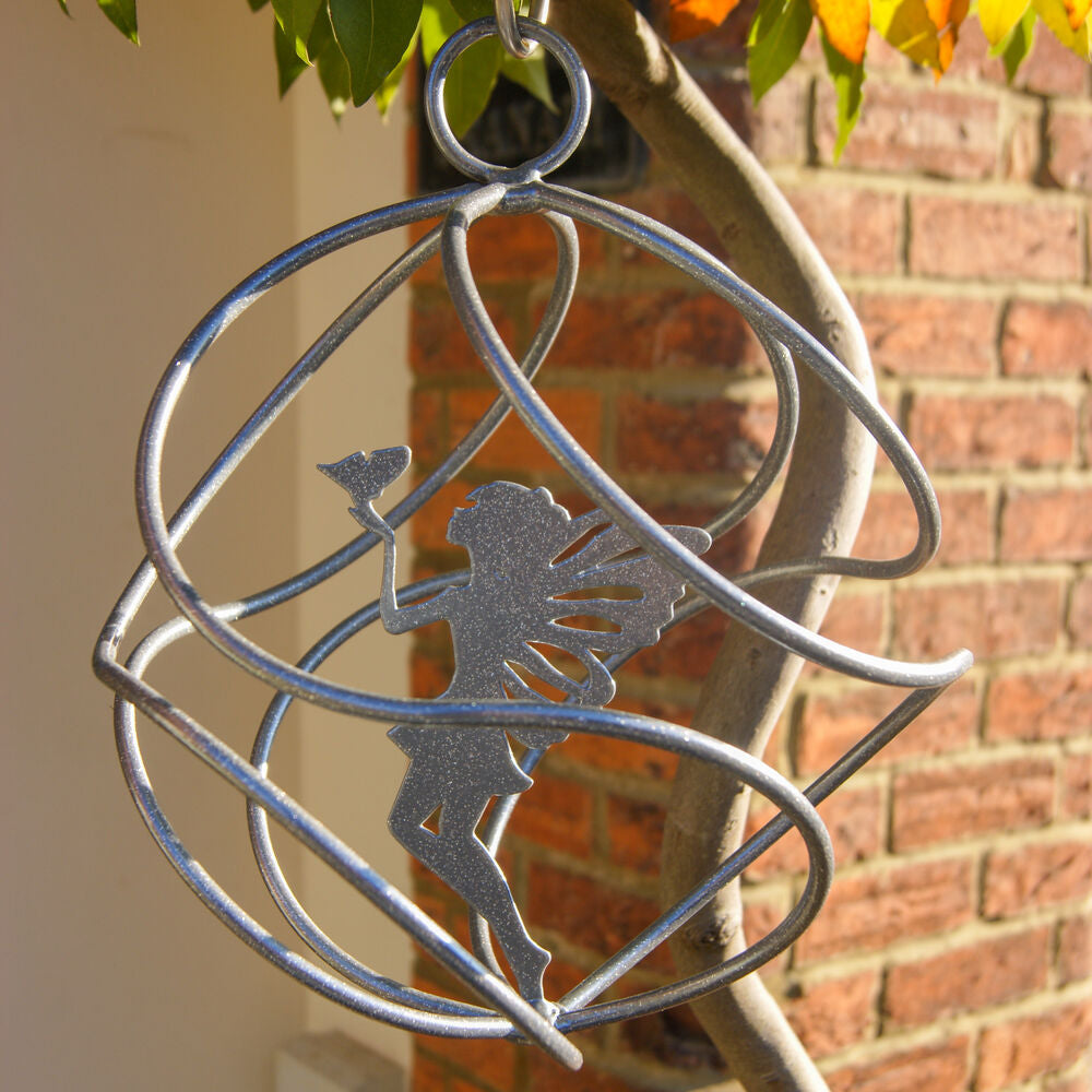 PoppyForge Fairy Catcher With Standing Fairy - Metallic Silver coating