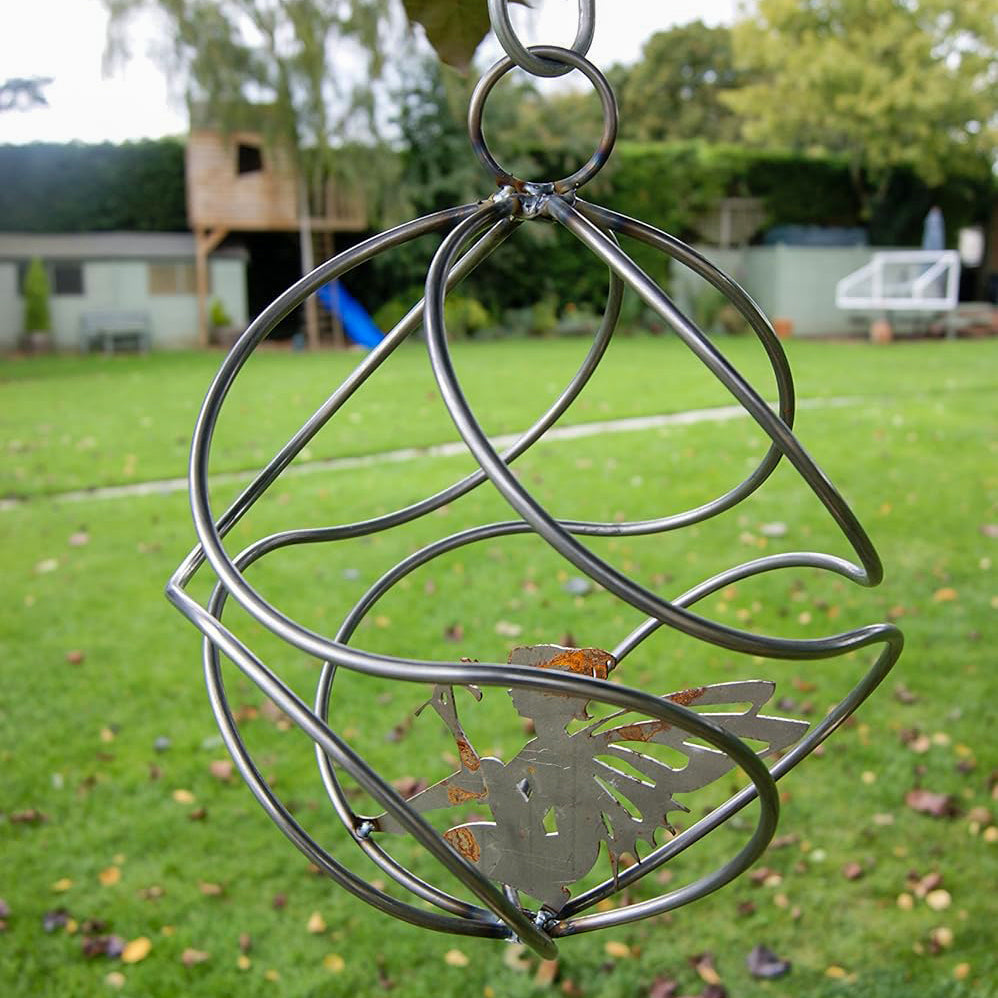 PoppyForge Fairy Catcher With Sitting Fairy - Bare Metal ready to rust