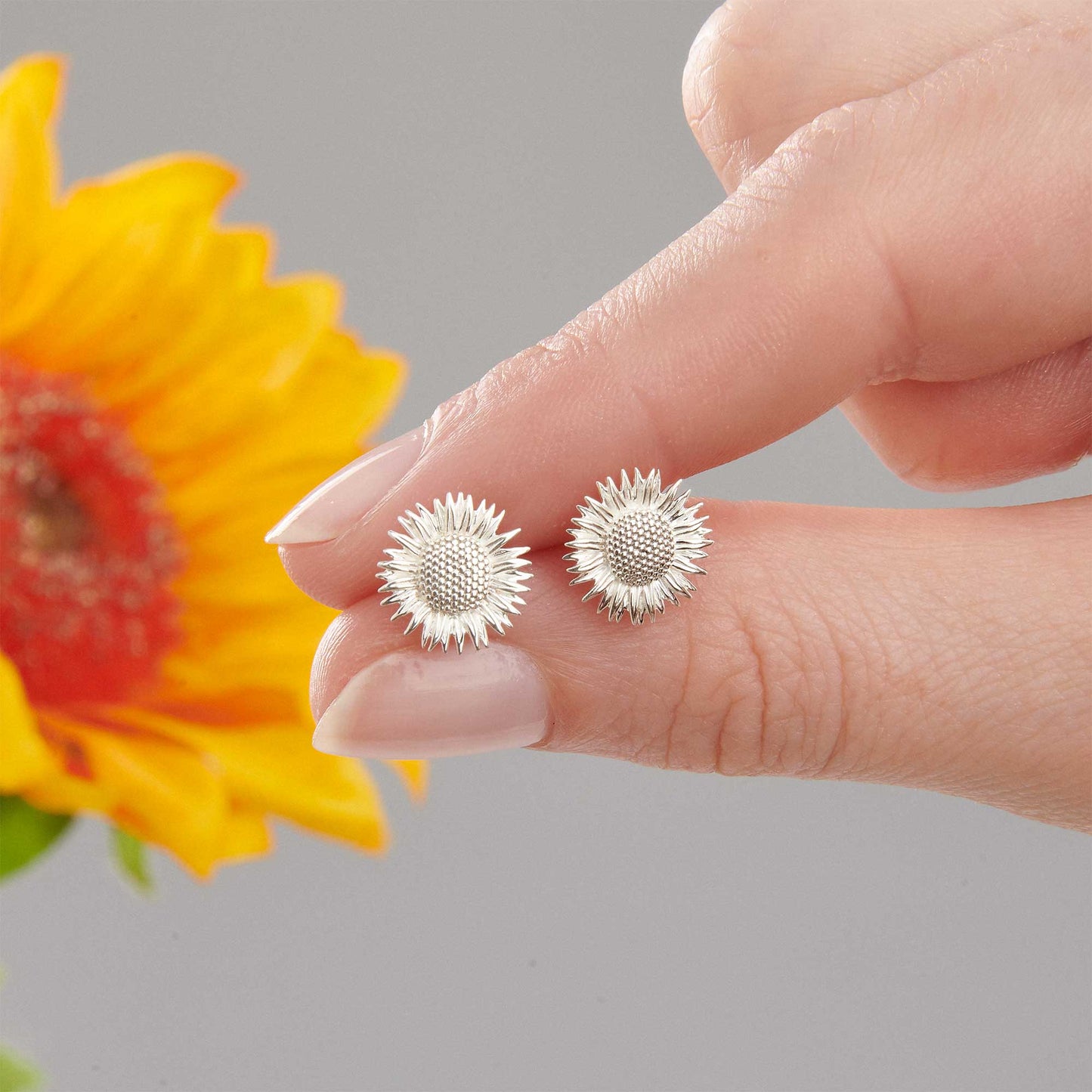 Sunflower Silver Stud Earrings