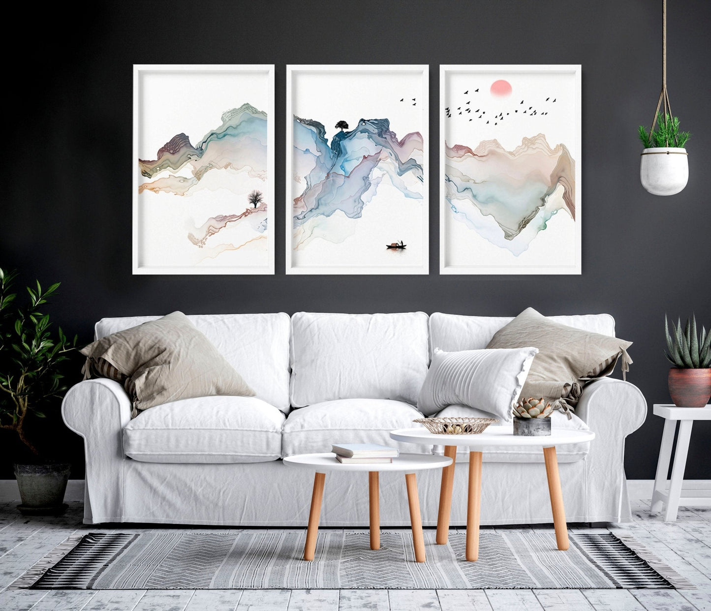 Art prints set of 3 | Japanese Sunset art prints