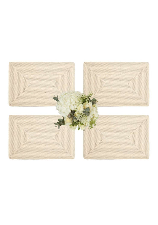 Surrey Rattan Rectangles Placemat - Sand Colour set of 4