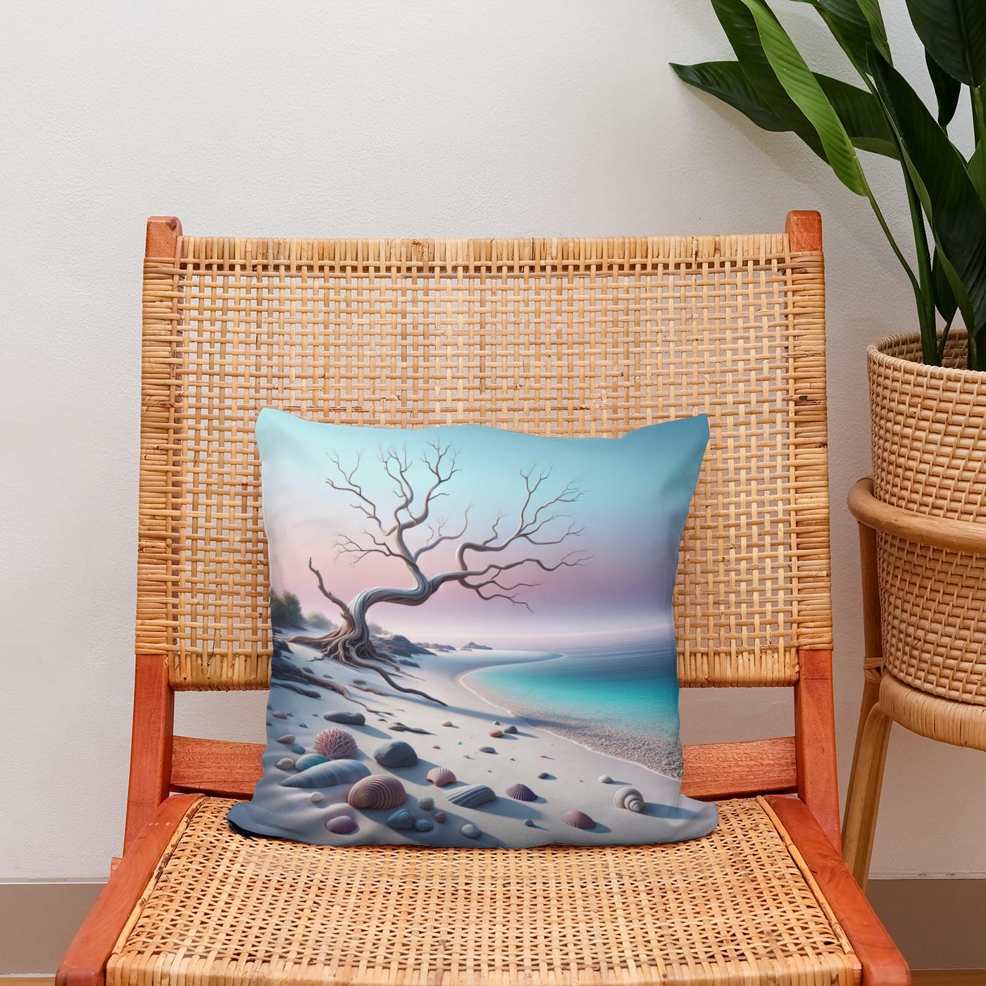 Serene Shoreline Cotton Cushion