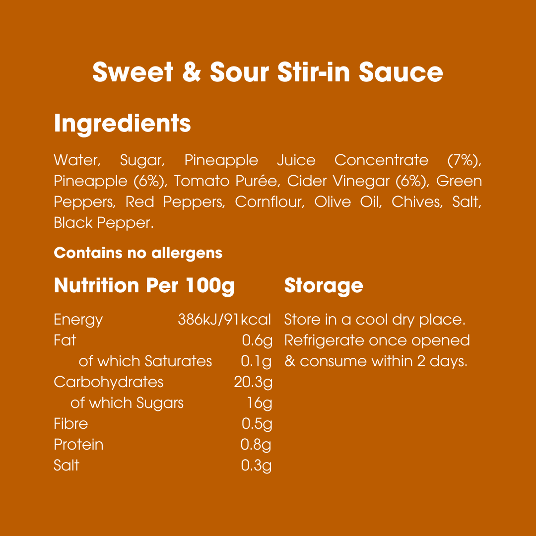 Sweet & Sour Stir-in Sauce 260g – Low FODMAP, Gluten Free & Vegan