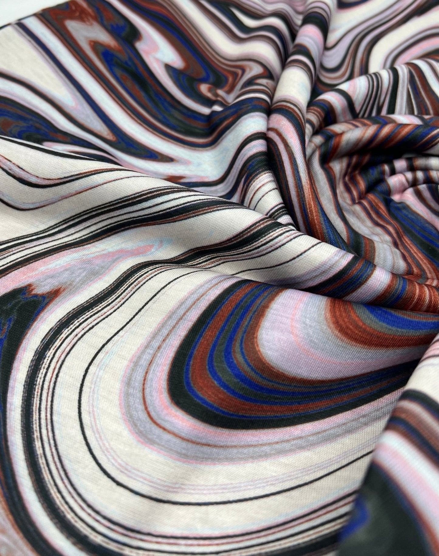 Swirl Mix Print Spun Poly Stretch Fabric