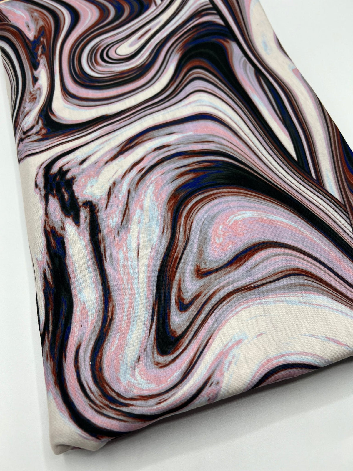 Swirl Mix Print Spun Poly Stretch Fabric