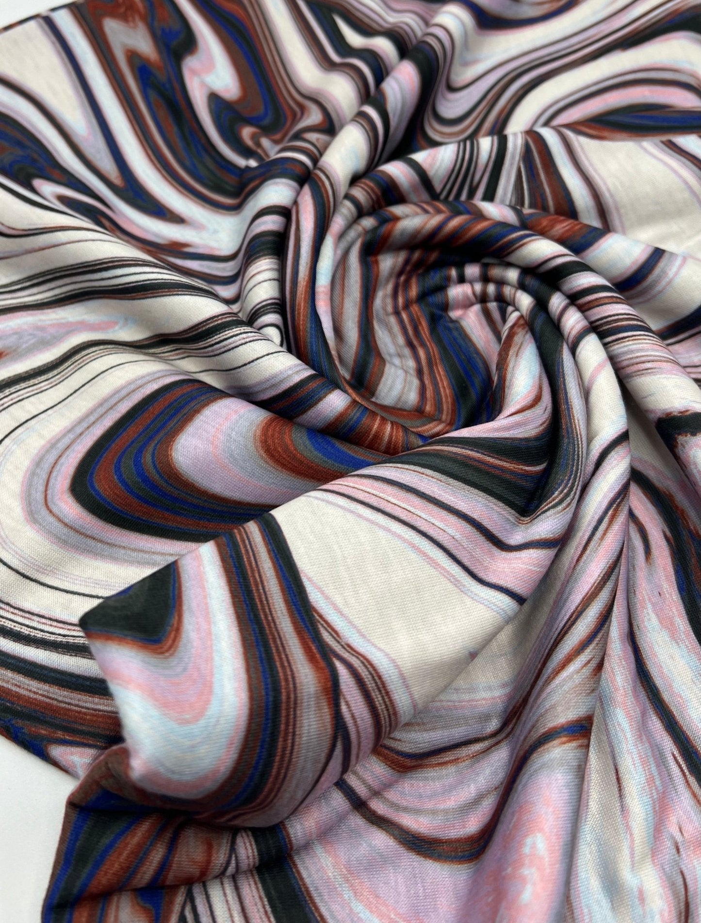 Swirl Mix Print Spun Poly Stretch Fabric
