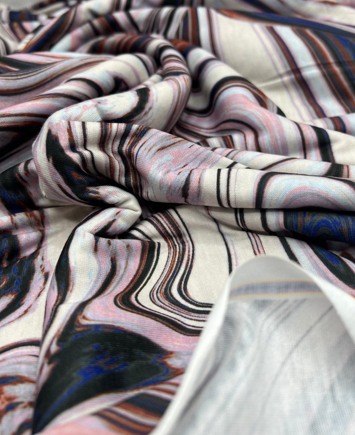 Swirl Mix Print Spun Poly Stretch Fabric