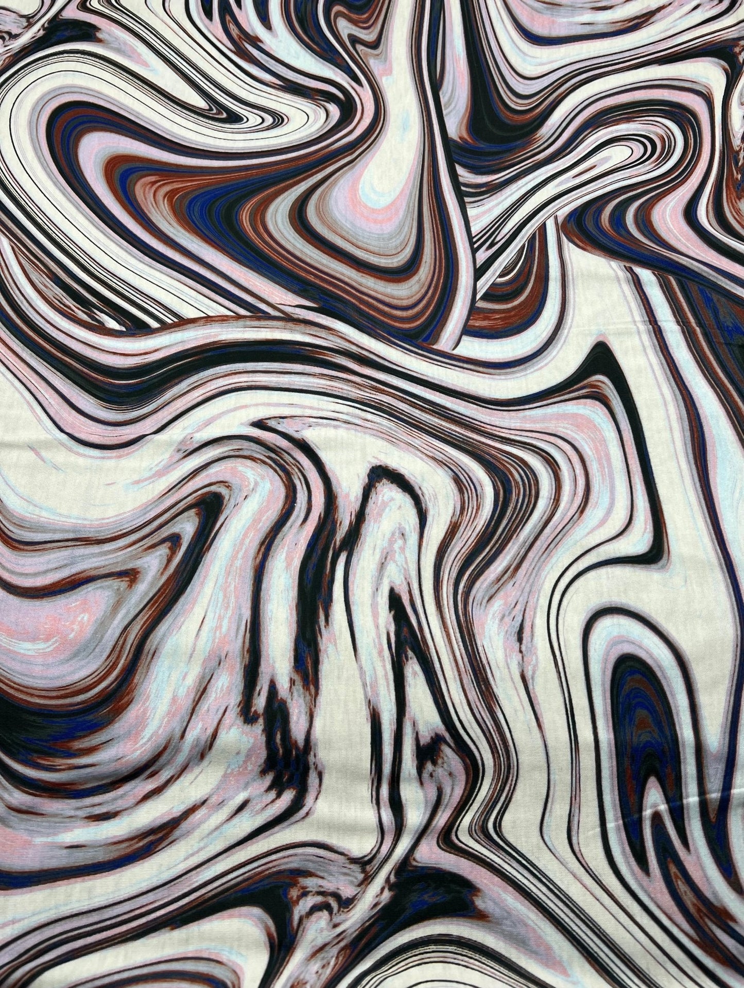 Swirl Mix Print Spun Poly Stretch Fabric