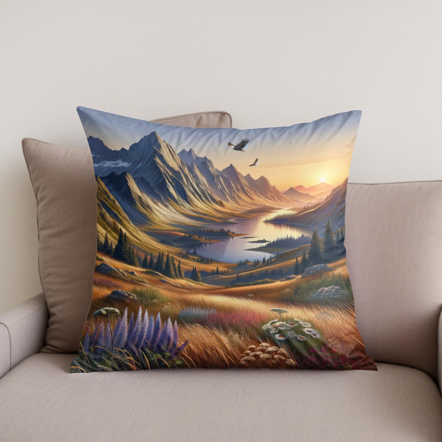 Tranquil Peaks Cotton Cushion
