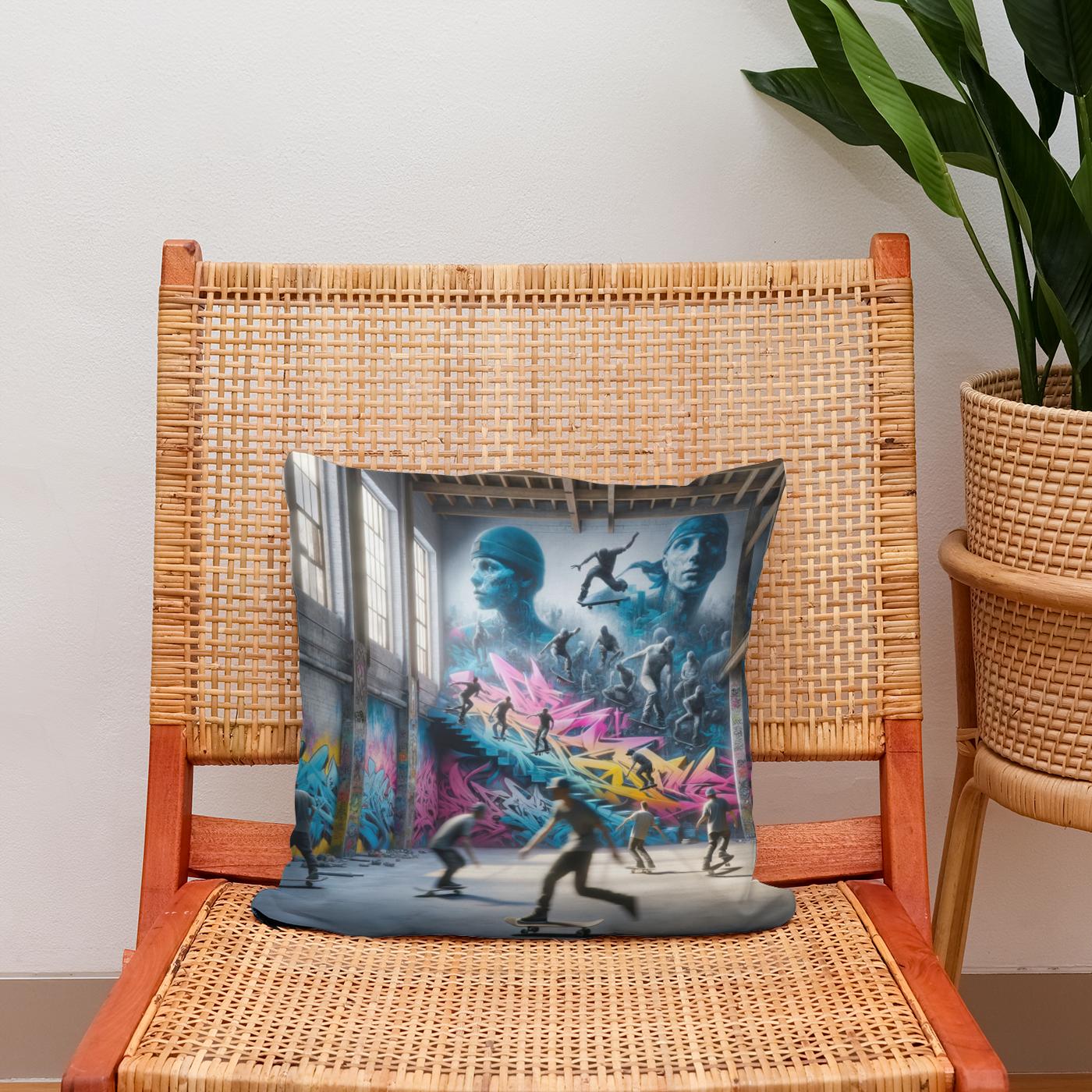 Skateboard Symphony Cotton Cushion