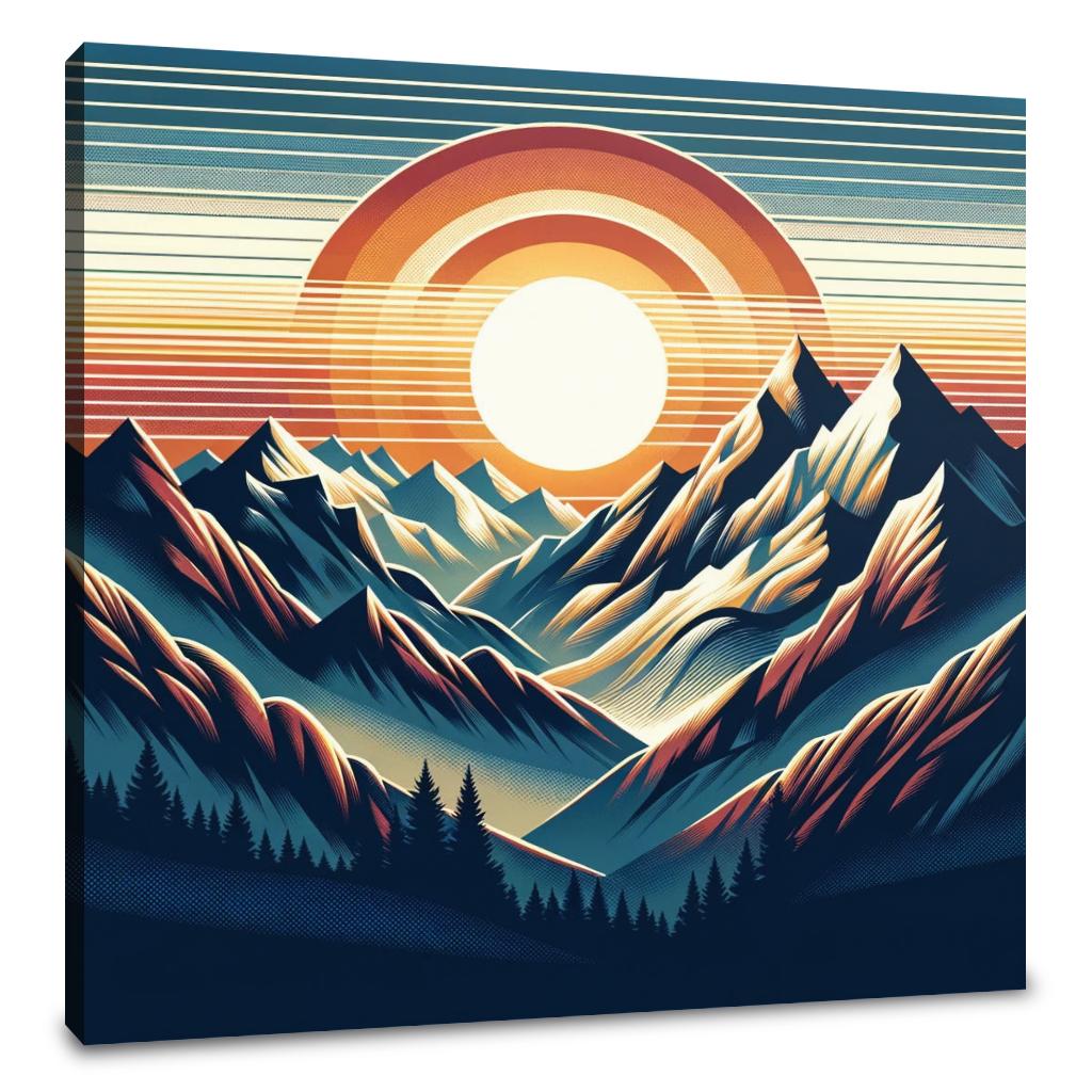 Sunset Majesty: Mountain Panoram Canvas