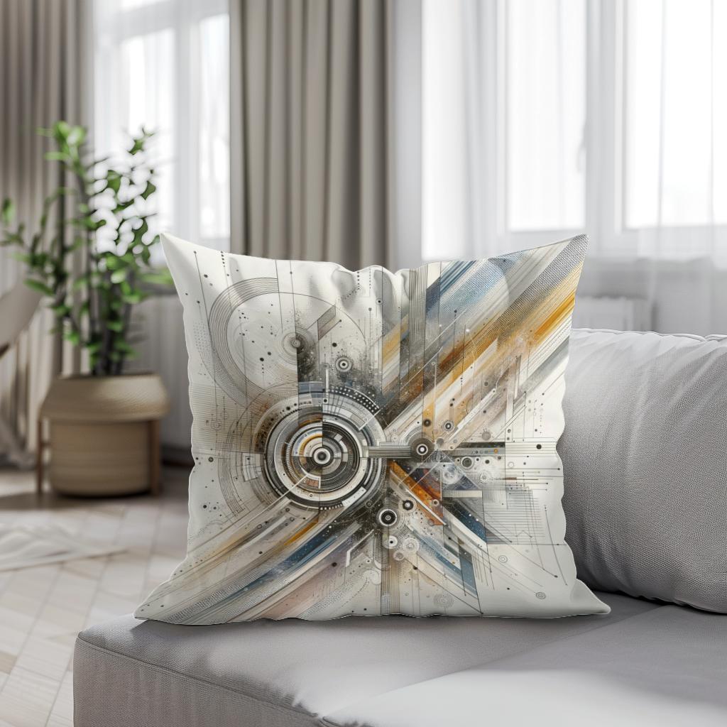 Lens of Time: Visions in Abstract Cotton Cushion
