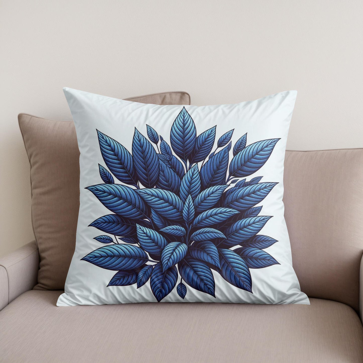 Indigo Foliage Embrace Cotton Cushion