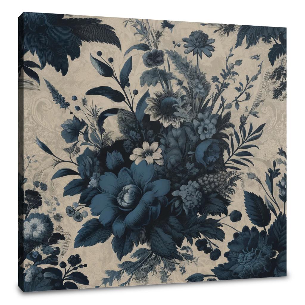 Vintage Navy Botanicals Canvas