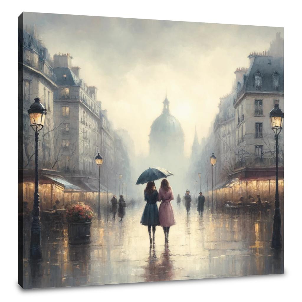 Parisian Spring Rain Canvas