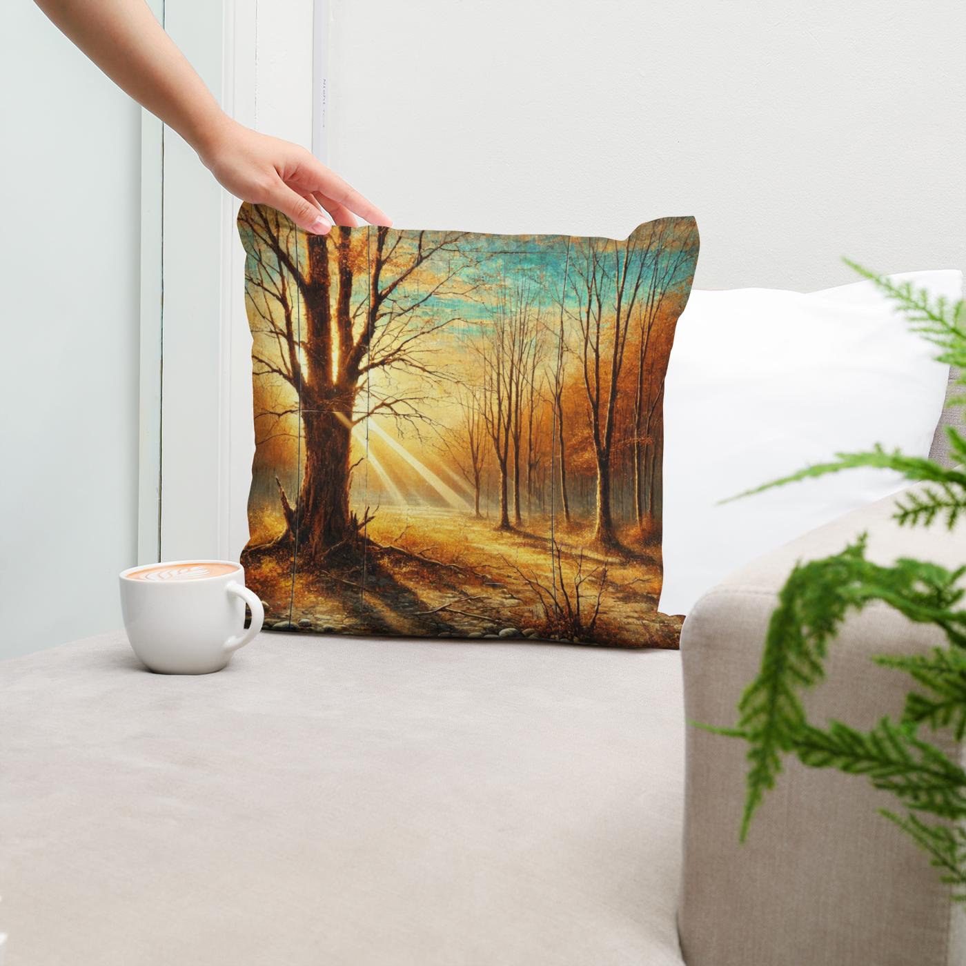 Rustic Autumn Glow Cotton Cushion