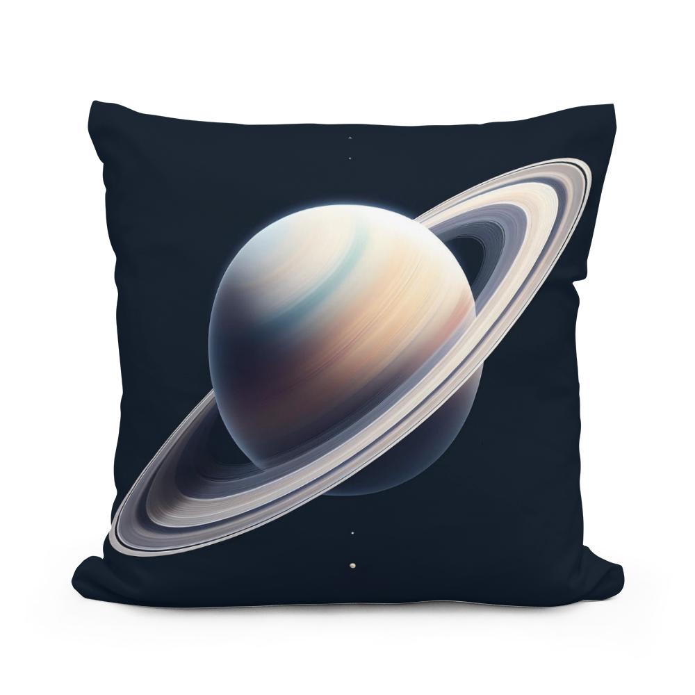 Saturn's Ringed Elegance Cotton Cushion