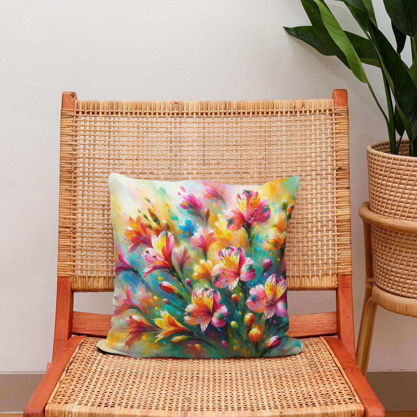 Alstroemeria's Dance Cotton Cushion