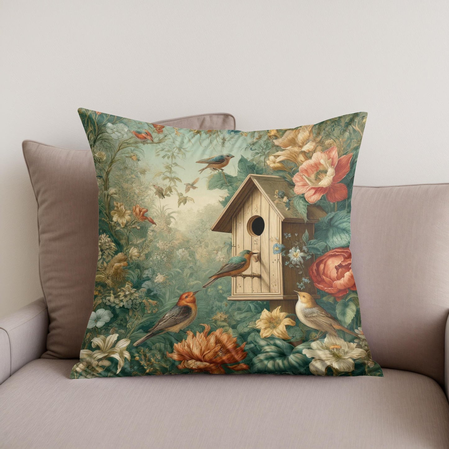 Springtime Nest Haven Cotton Cushion