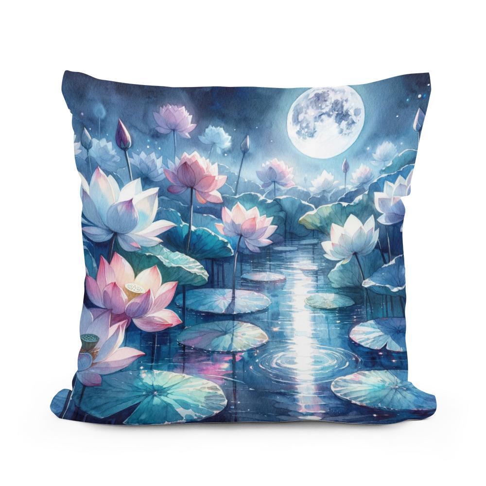 Moonlit Lotus Serenity Cotton Cushion