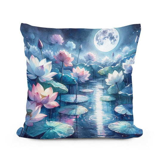 Moonlit Lotus Serenity Cotton Cushion